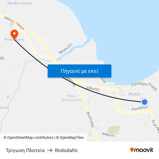 Τρίγωνη Πλατεία to Rododafni map