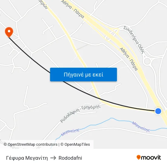 Γέφυρα Εβεπ to Rododafni map