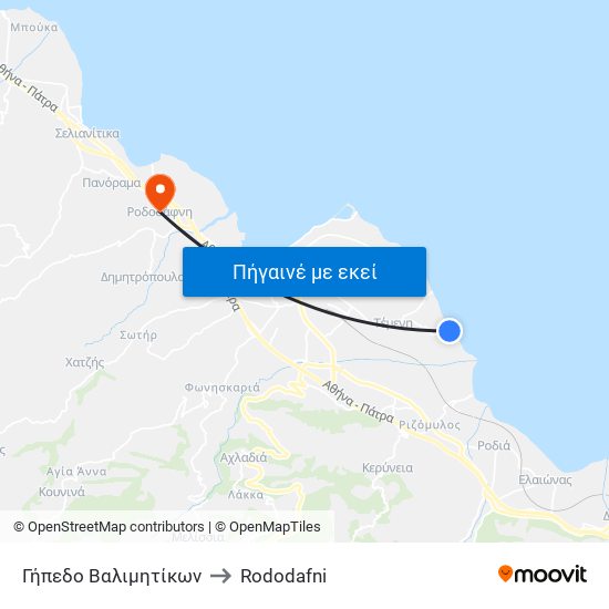 Γήπεδο Βαλιμητίκων to Rododafni map