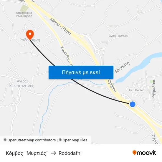 Κόμβος ¨Μυρτιάς¨ to Rododafni map