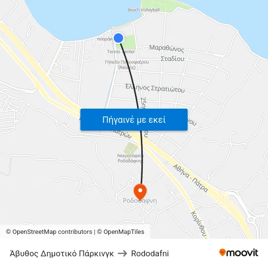 Άβυθος Δημοτικό Πάρκινγκ to Rododafni map