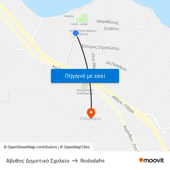 Άβυθος Δημοτικό Σχολείο to Rododafni map