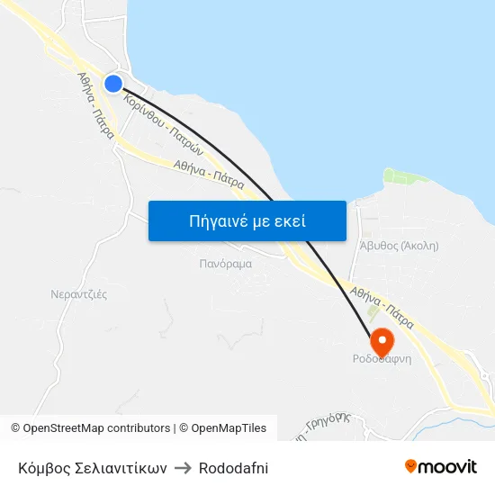 Κόμβος Σελιανιτίκων to Rododafni map