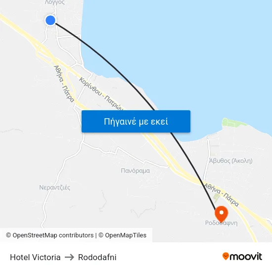 Hotel  Victoria to Rododafni map