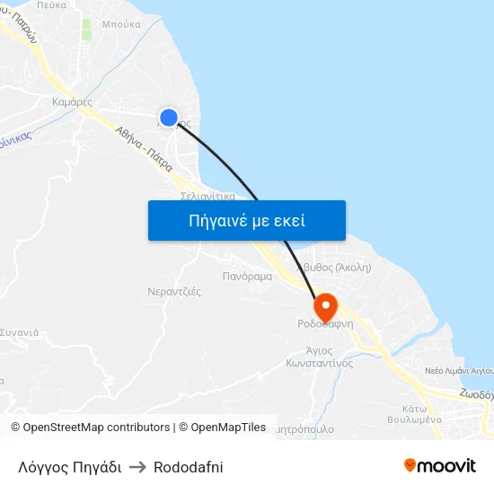 Λόγγος Πηγάδι to Rododafni map
