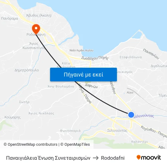 Παναιγιάλεια Ένωση Συνεταιρισμών to Rododafni map