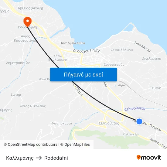 Καλλιμάνης to Rododafni map