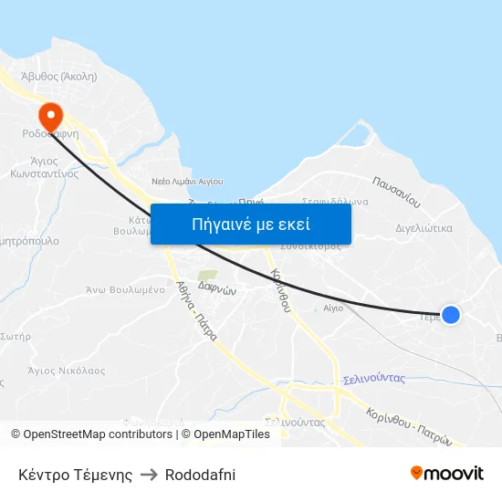 Κέντρο Τέμενης to Rododafni map