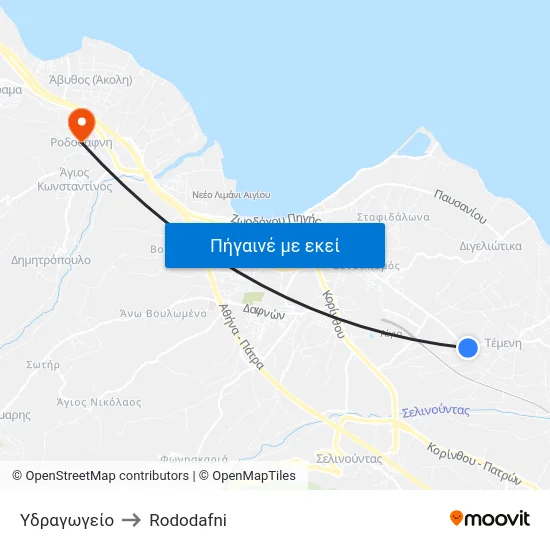 Υδραγωγείο to Rododafni map