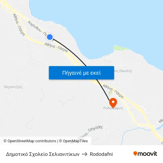 Δημοτικο Σχολειο Σελιανιτικων to Rododafni map
