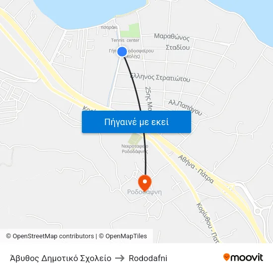 Άβυθος Δημοτικό Σχολείο to Rododafni map
