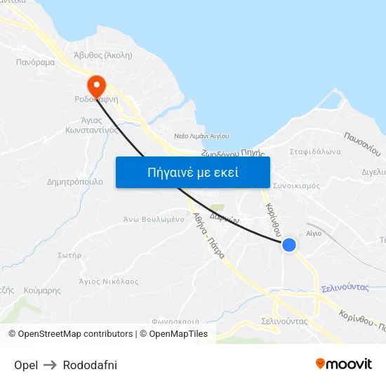 Opel to Rododafni map