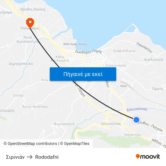 Σιρινιάν to Rododafni map