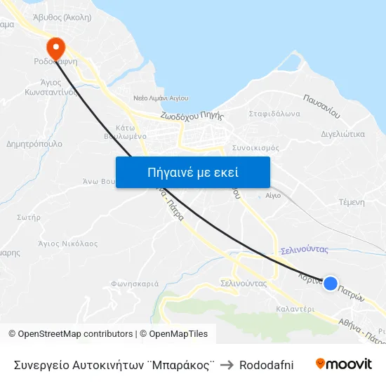 Συνεργείο Αυτοκινήτων ¨Μπαράκος¨ to Rododafni map