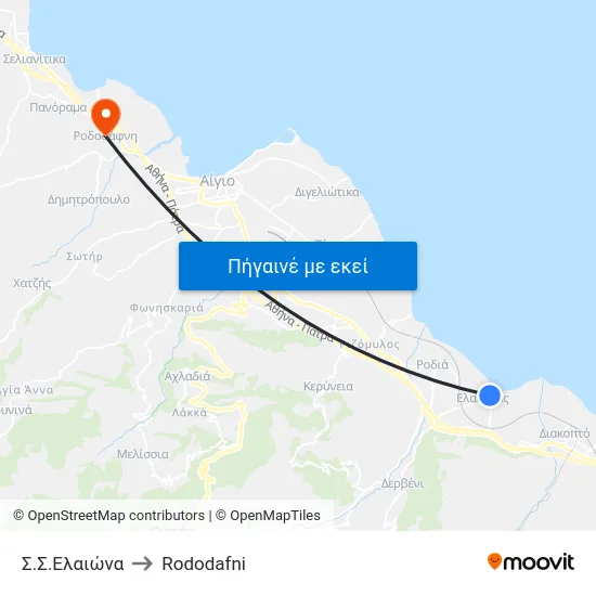 Σ.Σ.Ελαιώνα to Rododafni map