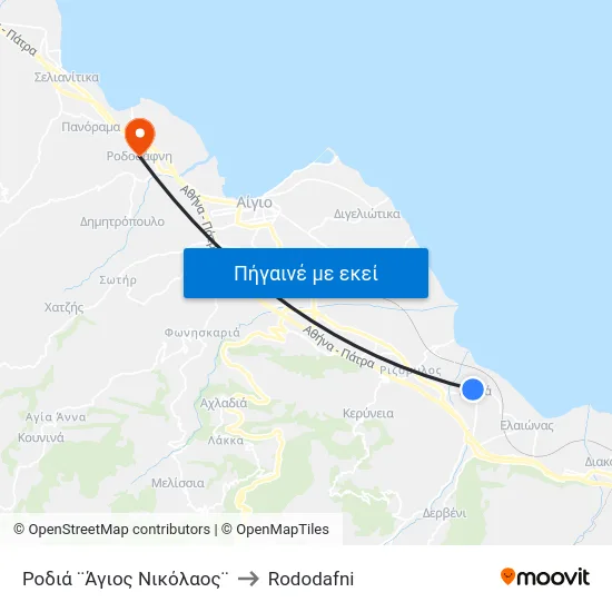 Ροδιά ¨Άγιος Νικόλαος¨ to Rododafni map