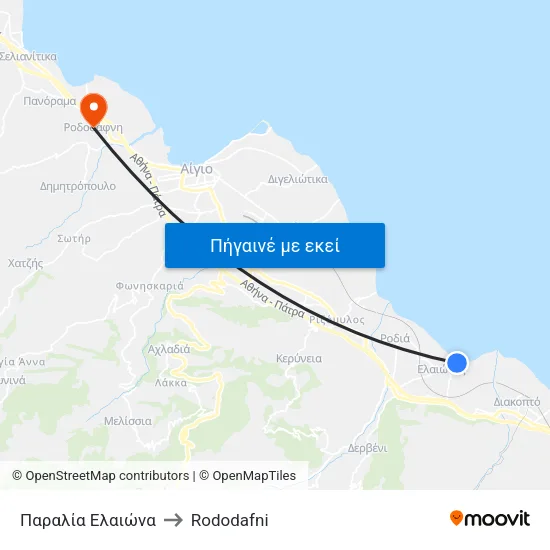 Παραλία Ελαιώνα to Rododafni map