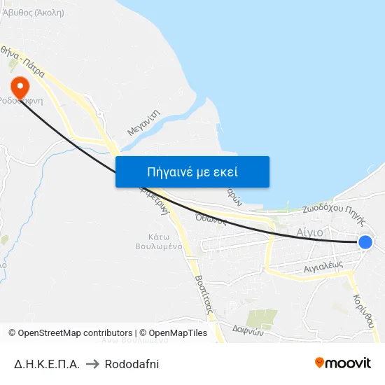 Δ.Η.Κ.Ε.Π.Α. to Rododafni map