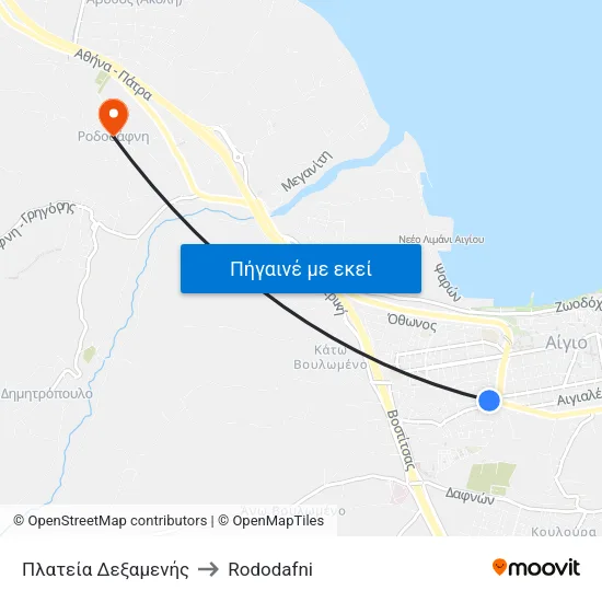 Πλατεία Δεξαμενής to Rododafni map