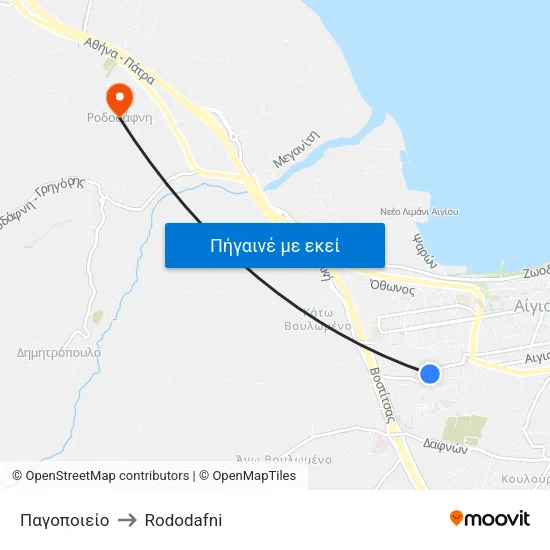 Παγοποιείο to Rododafni map