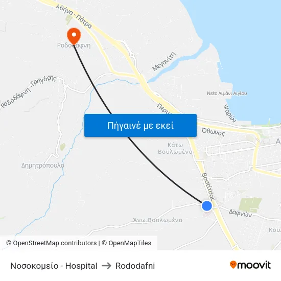 Νοσοκομείο - Hospital to Rododafni map