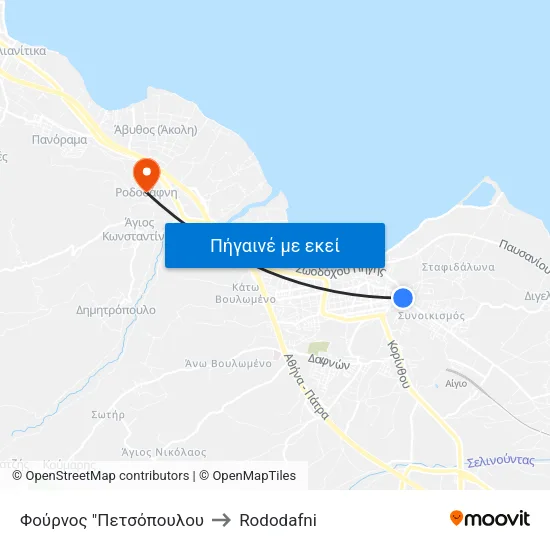 Φούρνος "Πες Αλευρι" to Rododafni map