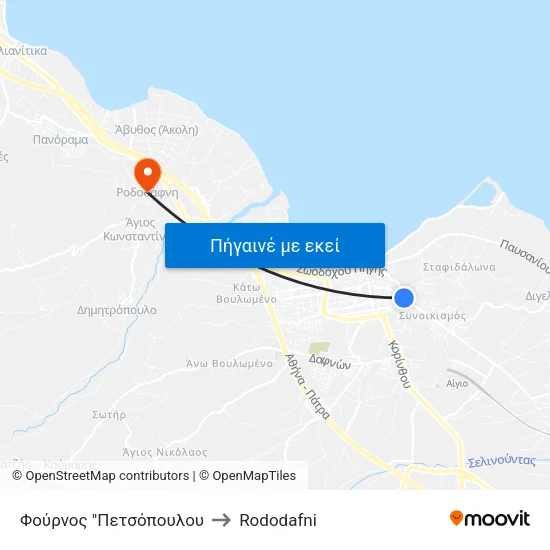 Φούρνος "Πετσόπουλου to Rododafni map