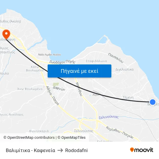 Βαλιμίτικα - Καφενεία to Rododafni map