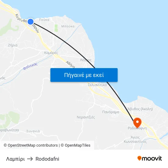 Λαμπίρι to Rododafni map