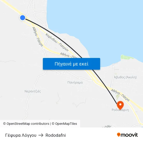 Γέφυρα Λόγγου to Rododafni map