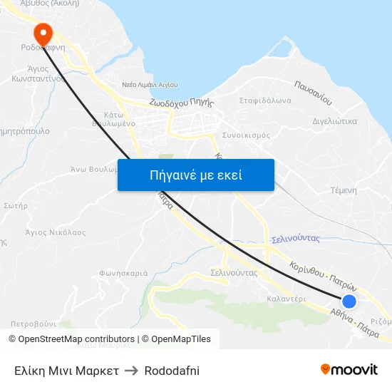 Ελίκη Μινι Μαρκετ to Rododafni map