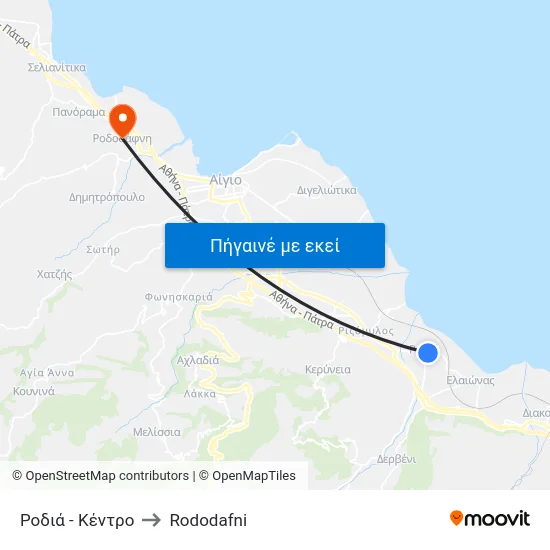 Ροδιά - Κέντρο to Rododafni map