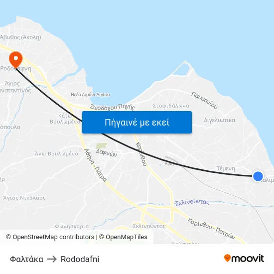 Φαλτάκα to Rododafni map