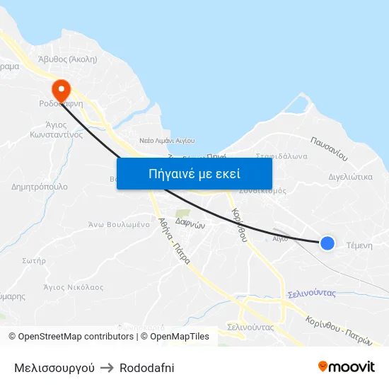 Μελισσουργού to Rododafni map