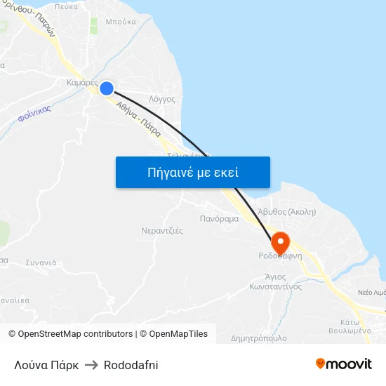 Λούνα Πάρκ to Rododafni map