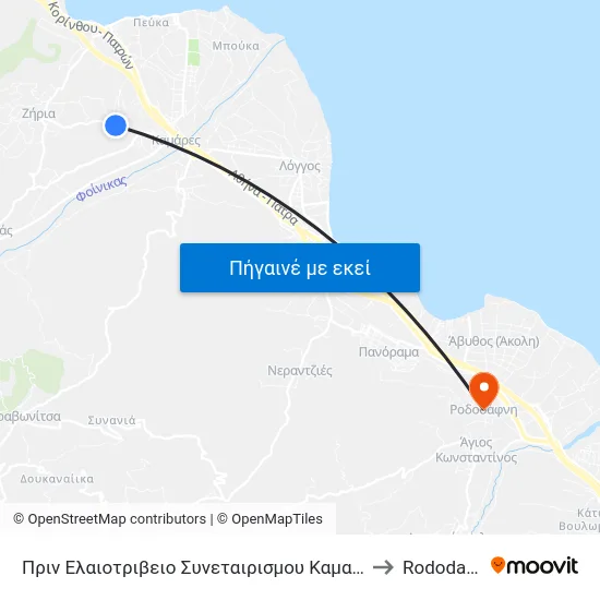 Πριν Ελαιοτριβειο Συνεταιρισμου Καμαρων to Rododafni map