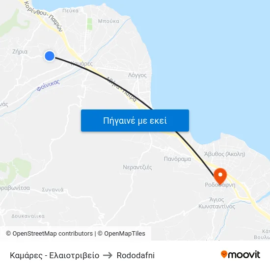 Καμάρες - Ελαιοτριβείο to Rododafni map