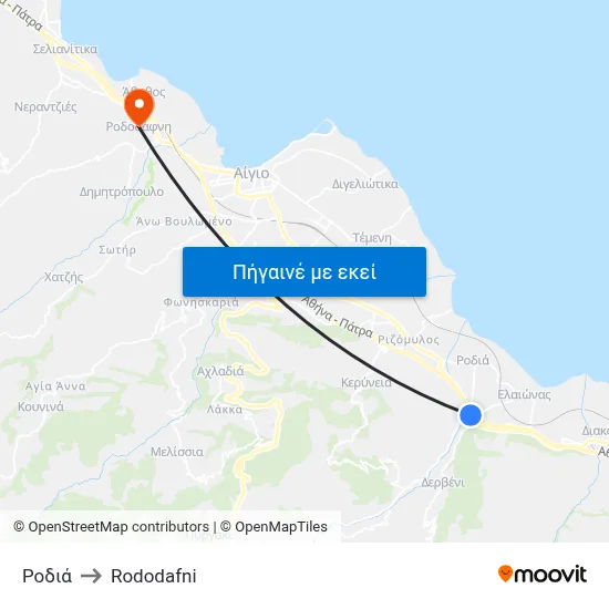 Ροδιά to Rododafni map