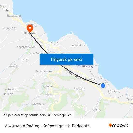 Α΄Φυτωρια Ροδιας - Καθρεπτης to Rododafni map