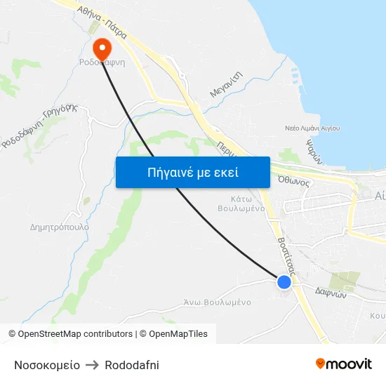 Νοσοκομείο to Rododafni map