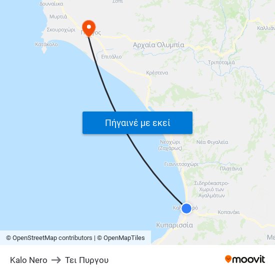 Kalo Nero to Τει Πυργου map