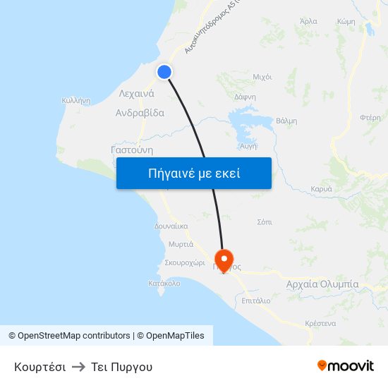 Κουρτέσι to Τει Πυργου map