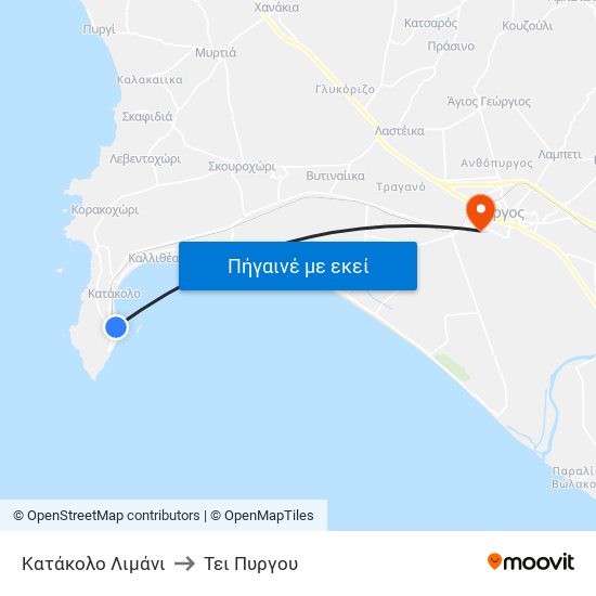 Κατάκολο Λιμάνι to Τει Πυργου map