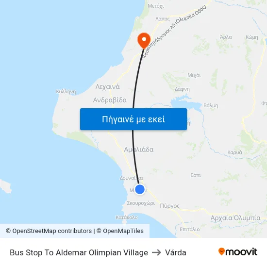 Bus Stop To Aldemar  Olimpian Village to Várda map