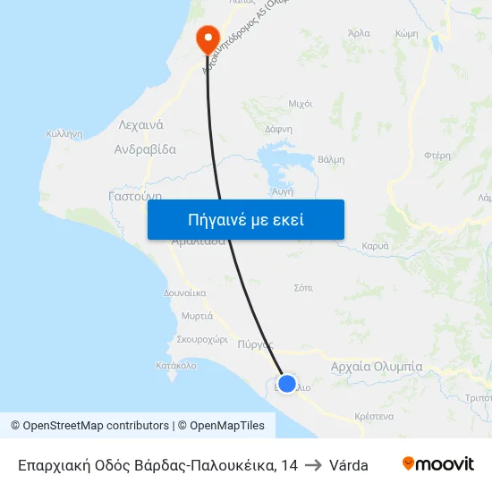 Επαρχιακή Οδός Βάρδας-Παλουκέικα, 14 to Várda map