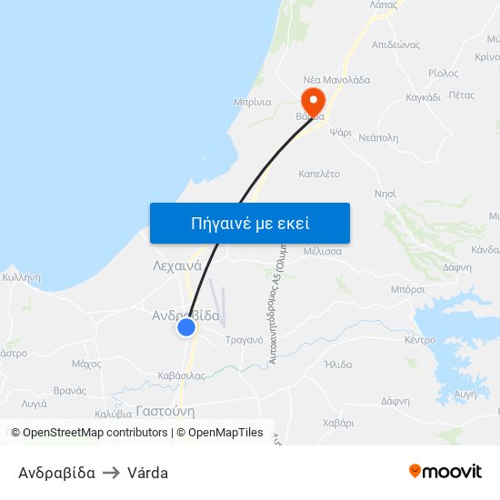 Ανδραβίδα to Várda map