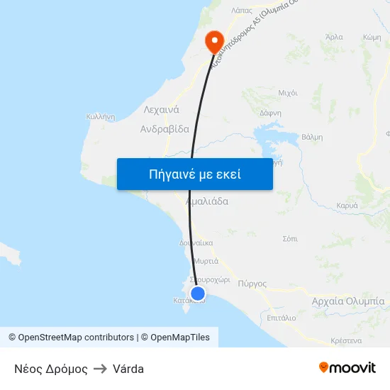 Νέος Δρόμος to Várda map