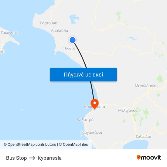 Bus Stop to Kyparissía map