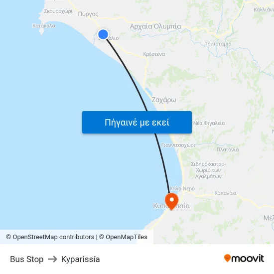 Bus Stop to Kyparissía map