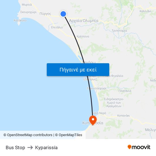 Bus Stop to Kyparissía map